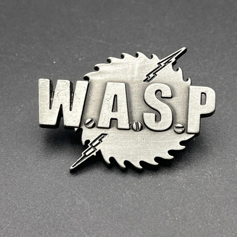 W.A.S.P. Heavy Metal Rock Band Logo Silver Tone Lapel Hat‎ Pin